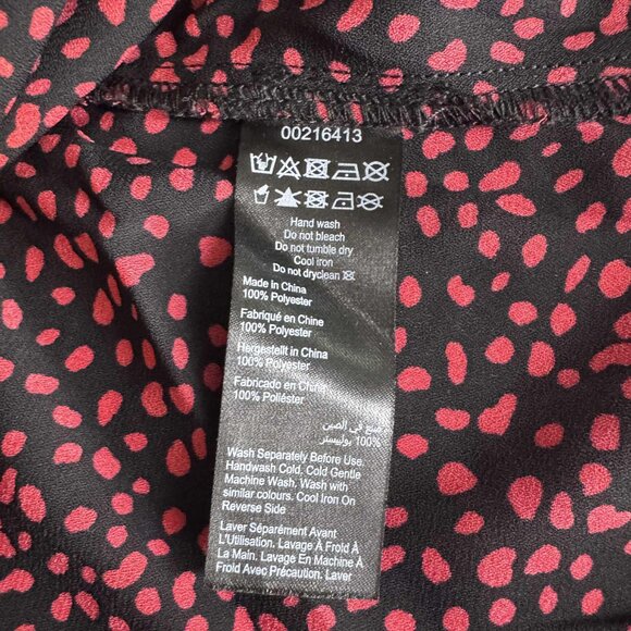 Avenue Studio Black Red Micro Print Blouse Front Zip V-Neck 3/4 Sleeve Size 20 - Picture 6 of 8
